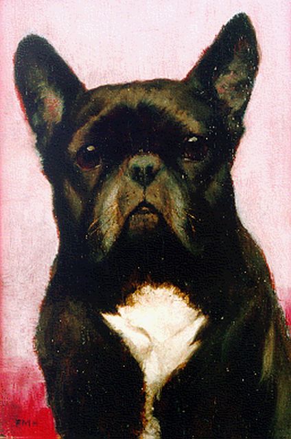 Hollams F.M.  | A French Bulldog, Öl auf Holz 24,3 x 16,2 cm, signed l.l. with initials