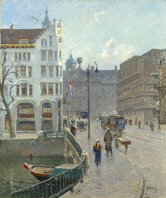 Willem Alexander Knip | A view of the Raadhuisstraat, Amsterdam, with the Royal Palace, Öl auf Leinwand, 60,3 x 50,4 cm, signed l.r.