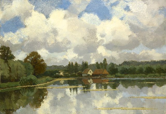 Nicolaas Bastert | On the water (near Loenen), Öl auf Leinwand, 55,3 x 80,3 cm, signed l.l.