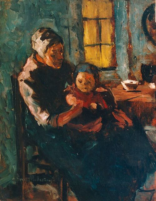 Suze Robertson | Mother and child, Öl auf Leinwand, 40,0 x 32,0 cm, signed l.l.