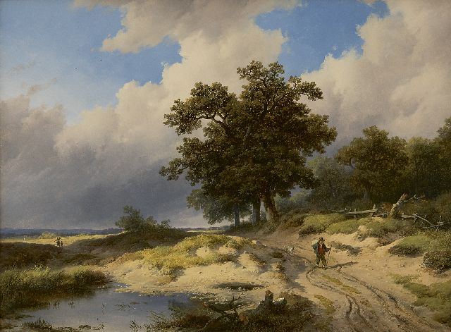 Haanen R.A.  | Wanderer am Waldrand, Öl auf Holz 33,5 x 45,2 cm, Unterzeichnet r.u. und datiert 1848