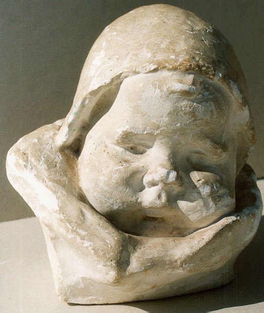 Charles van Wijk | Babyköpfchen mit Mütze, Gips, 15,0 cm, Unterzeichnet nicht