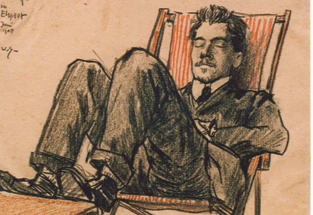 Sluiter J.W.  | 'C. van Wijk' resting, Elspeet, Kreide auf Papier 13,5 x 19,0 cm, signed l.r. with monogram und dated 1908