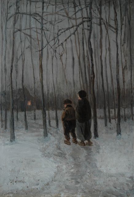 Jozef Israëls | Going home, Öl auf Holz, 40,0 x 27,5 cm, signed l.l.