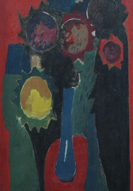 Meijer J.  | Flowers in a vase, Öl auf Leinwand 65,5 x 45,3 cm, signed l.l. und dated ' 55
