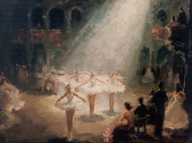 Max Mayrhofer | Ballet dancers, Öl auf Leinwand, 60,2 x 80,2 cm, signed l.r.