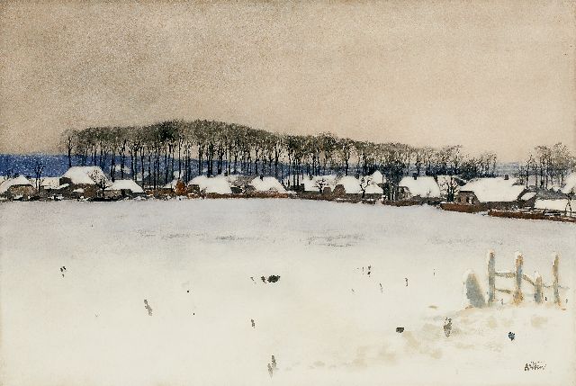 Willem Witsen | Ede in winter, Aquarell auf Papier, 36,9 x 54,2 cm, signed l.r. und executed ca. 1895