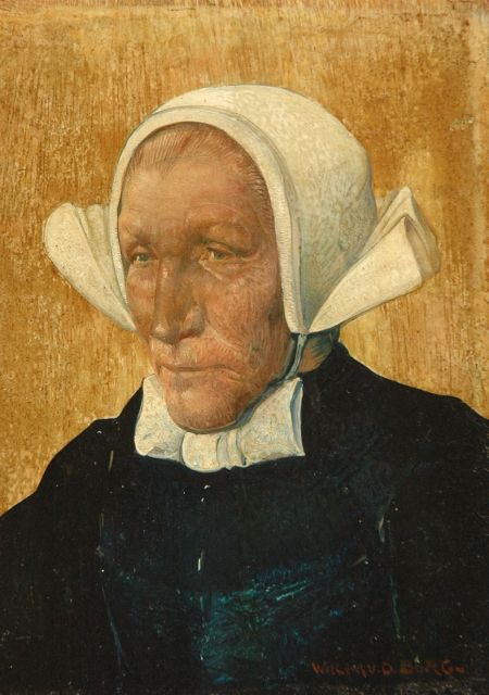 Berg W.H. van den | Farmer's wife from the province of Gelderland, Öl auf Holz 17,4 x 12,3 cm, signed l.r.
