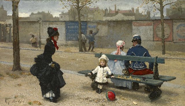Roger Joseph Jourdain | Playing ball, Öl auf Leinwand, 35,5 x 61,5 cm, signed l.l.