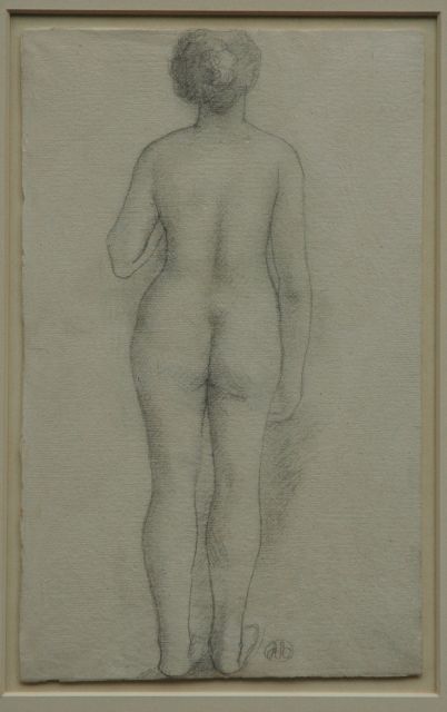 Maillol A.  | Studie von Dina Vierny, Modell, Muse und Lebensgefährtin des Künstlers, Bleistift auf Papier 29,9 x 18,4 cm, Unterzeichnet r.v.d.M. mit Monogramm