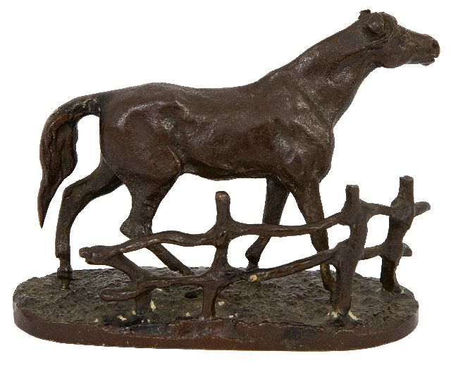 Pierre Jules Mène | Pferd an einem Zaun, Bronze, 6,9 x 8,4 cm, Unterzeichnet mit Namenstempel auf der Basis