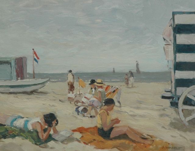 Georg Hambüchen | At the beach, Öl auf Holz, 36,0 x 45,5 cm, signed l.r.