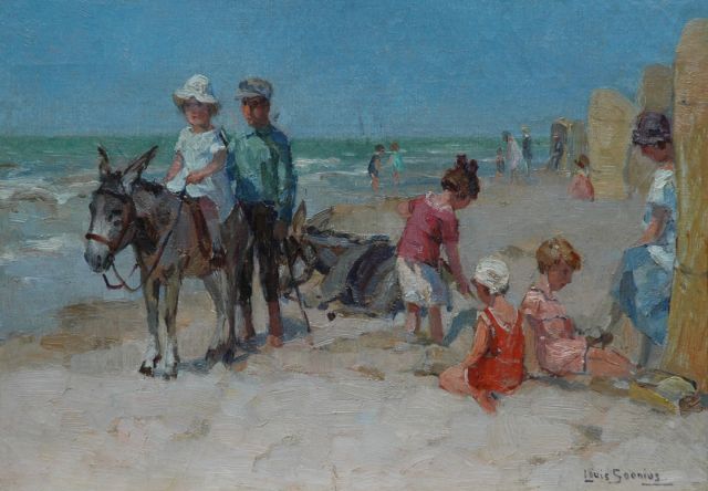 Louis Soonius | A summer day on the beach, Öl auf Leinwand, 25,0 x 35,2 cm, signed l.r.