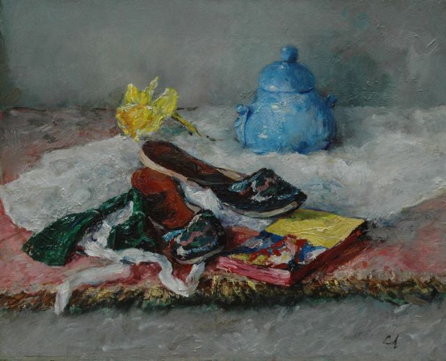 Lizzy Ansingh | A still life with oriental slippers, Öl auf Leinwand, 40,5 x 50,5 cm, signed l.r. with initials