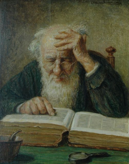 Willem van Nieuwenhoven | Reading man, Öl auf Tafel, 30,0 x 24,1 cm, signed u.r.