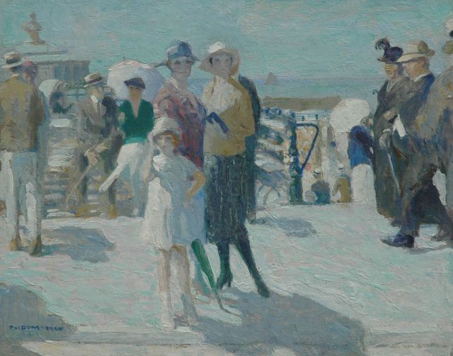 Pol Dom | Elegant figures on the boulevard at Scheveningen, Öl auf Leinwand, 40,0 x 50,0 cm, signed l.l. und dated 1920