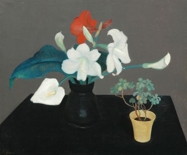 Herman Vreedenburgh | Flower in a black vase, Öl auf Leinwand, 59,4 x 69,7 cm, signed l.l. und dated 1927