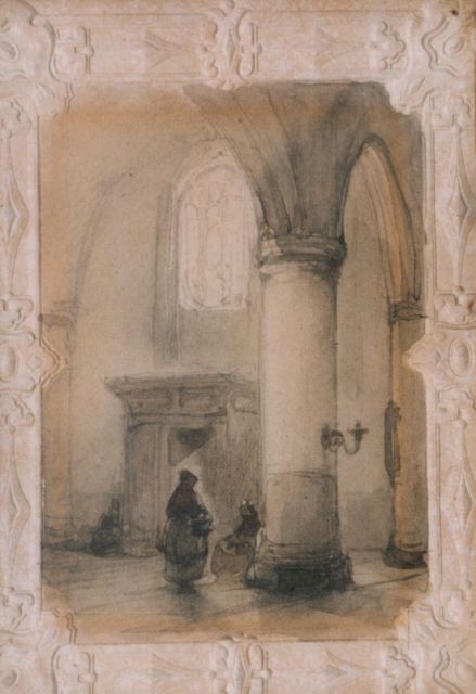 Bosboom J.  | A church interior, Aquarell auf Papier 15,0 x 9,0 cm