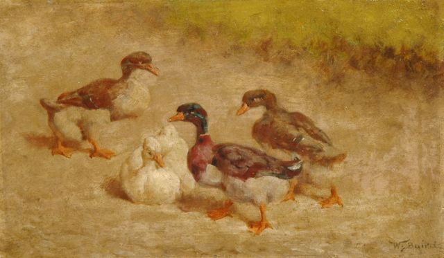William Baptiste Baird | Ducks, Öl auf Holz, 11,9 x 20,3 cm, signed l.r.
