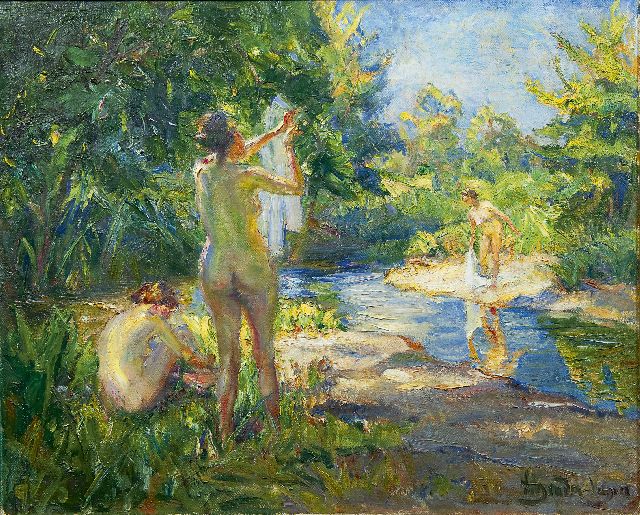 Schrader-Velgen C.H.  | Drei badende Frauen, Öl auf Leinwand 65,4 x 79,9 cm, Unterzeichnet r.u.