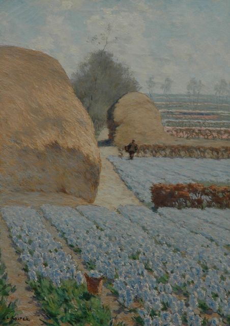 Anton Koster | Bulb fields near Heemstede, Öl auf Leinwand, 70,2 x 50,5 cm, signed l.l.
