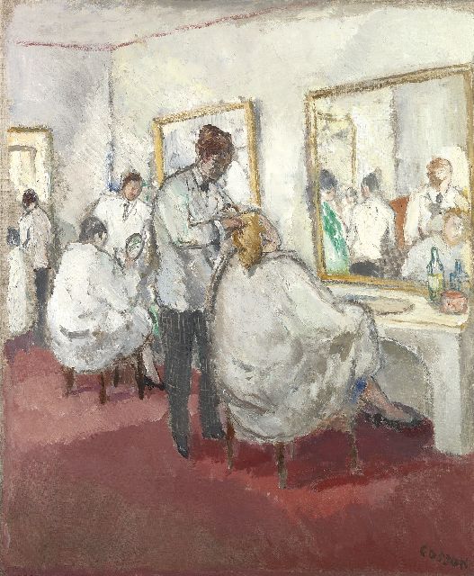 Marcel Cosson | Salon de coiffure, Öl auf Leinwand, 65,4 x 54,4 cm, Unterzeichnet u.r. und datiert auf dem Keilrahmen 1930/31