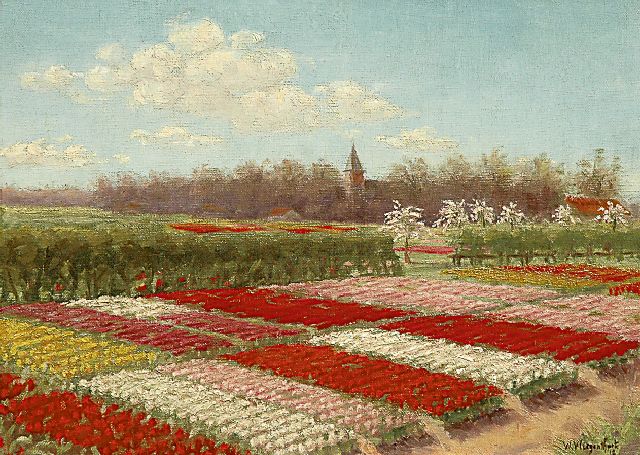 W. Vliegenthart | Field with flowers, Öl auf Leinwand, 28,1 x 38,2 cm, signed l.r. und dated '12