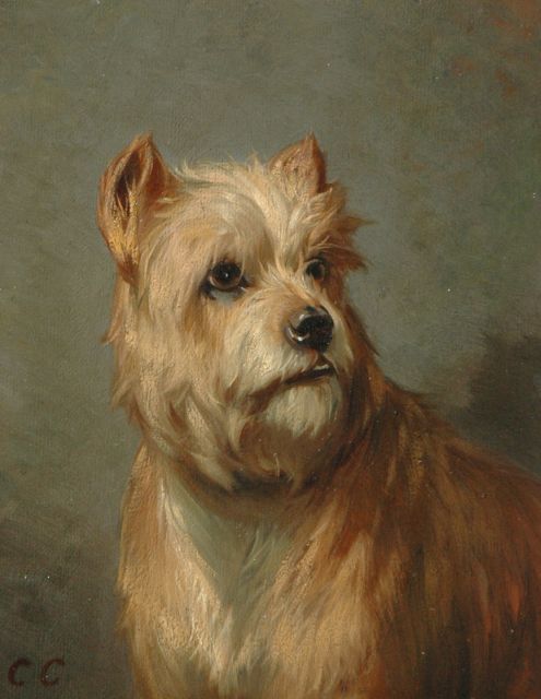 Conradijn Cunaeus | Portrait of a dog, Öl auf Tafel, 19,0 x 14,7 cm, signed l.l. with initials