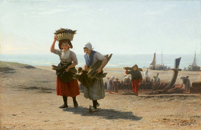 Sadée P.L.J.F.  | Das Abwracken eines Schiffes, Öl auf Holz 30,7 x 47,7 cm, Unterzeichnet r.u. und datiert 1871