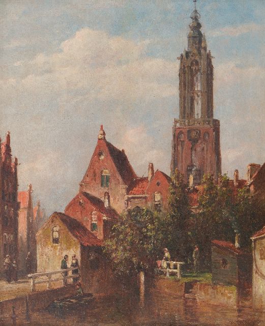 Vertin P.G.  | Stadtansicht mit dem Onze Lieve Vrouweturm zu Amersfoort, Öl auf Holz 24,0 x 19,8 cm, Unterzeichnet r.u.