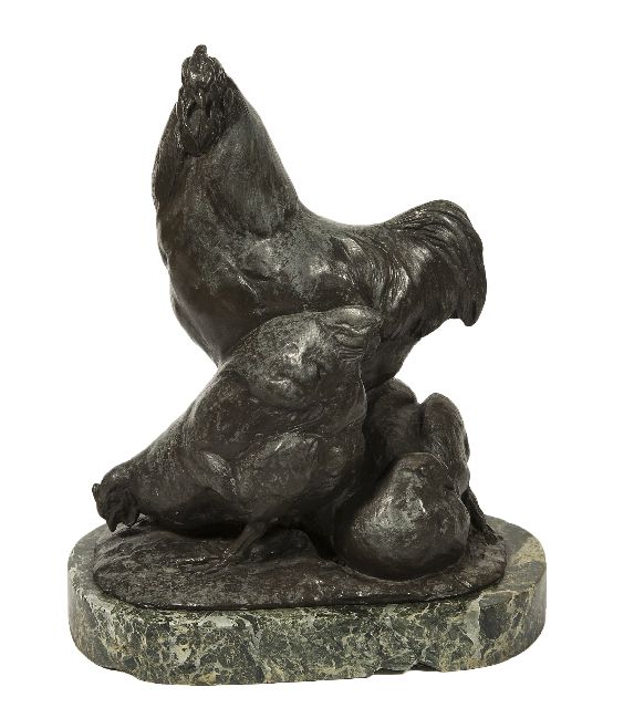 Josef Franz Pallenberg | Hahn mit zwei Hühnern, Bronze, 27,6 x 22,0 cm, Unterzeichnet auf der Basis