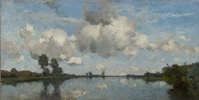 Willem Wenckebach | Der Fluss die Linge bei Leerdam, Öl auf Leinwand, 60,7 x 120,5 cm, Unterzeichnet l.u.