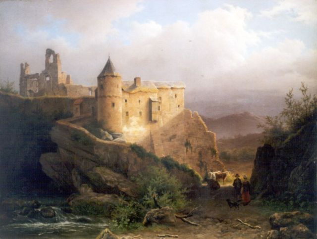Louwrens Hanedoes | Travellers in a hilly landscape, Germany, Öl auf Holz, 33,0 x 43,3 cm, signed l.r. und dated '46