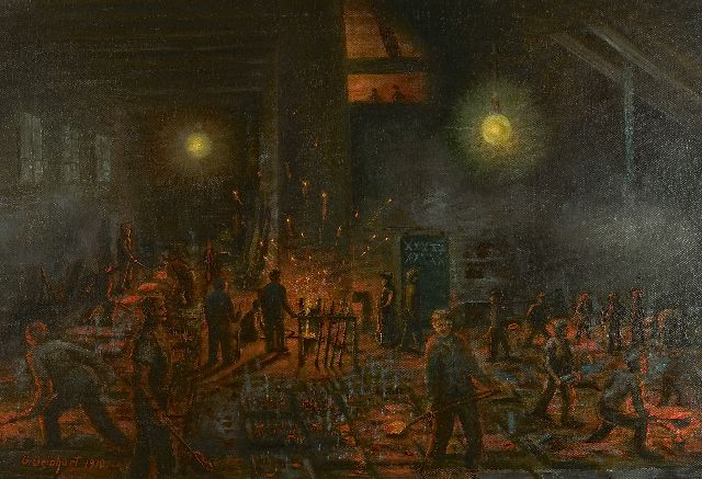 Georg Deinhart | Eisengießerei, Öl auf Leinwand, 60,0 x 88,5 cm, Unterzeichnet l.u. und datiert 1910