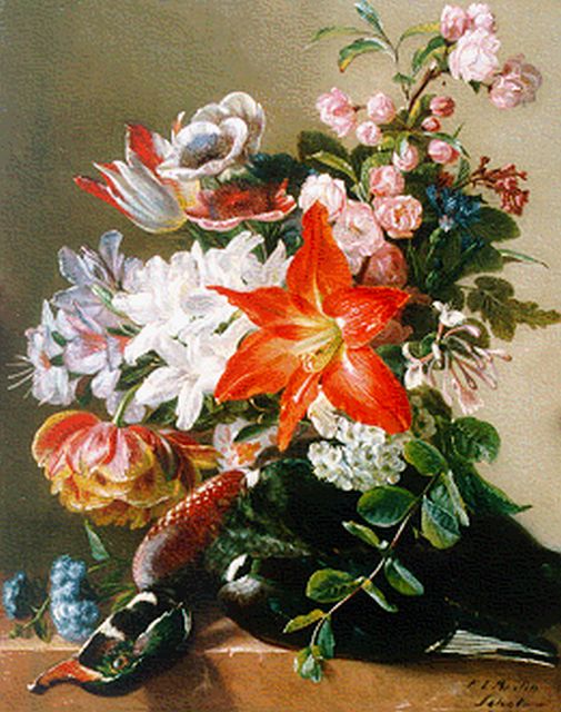 Francine Louise Schot | A flower still life, Öl auf Holz, 43,5 x 34,8 cm, signed l.r.