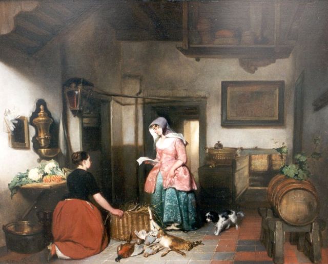 Huib van Hove | The letter, Öl auf Holz, 44,2 x 56,0 cm, signed l.l. und dated 1852