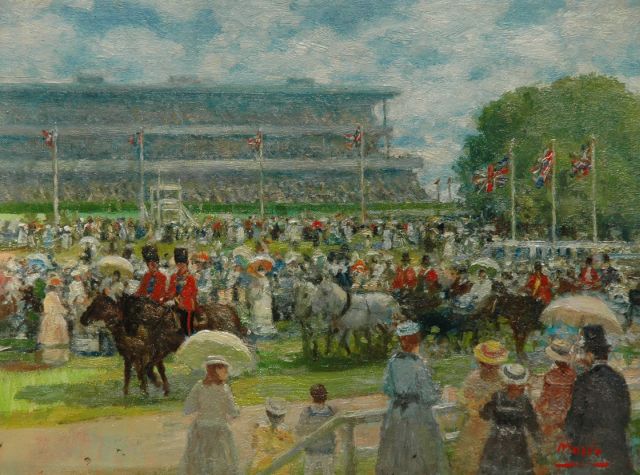 Rolf Dieter Meyer-Wiegand | At the races (Ascot), Öl auf Leinwand, 18,0 x 23,8 cm, signed l.r.