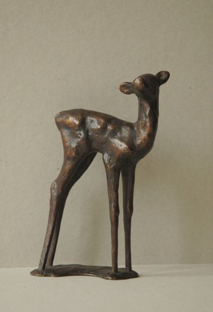 Rudolf Christian Baisch | A deer, Bronze, 15,4 x 9,8 cm, signed on base