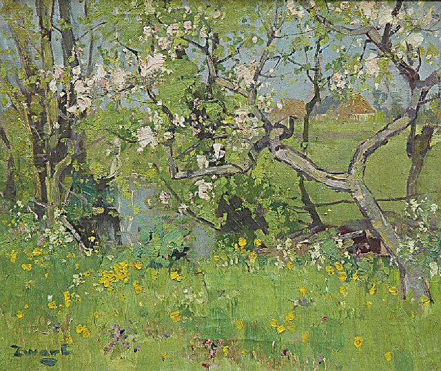 Zwart A.J.  | Blossoming trees, 1945, Öl auf Leinwand 50,4 x 60,7 cm, signed l.l.