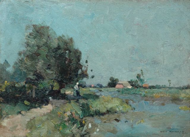 Aris Knikker | Polder scene in the summer, Öl auf Holz, 18,1 x 25,2 cm, signed l.r.