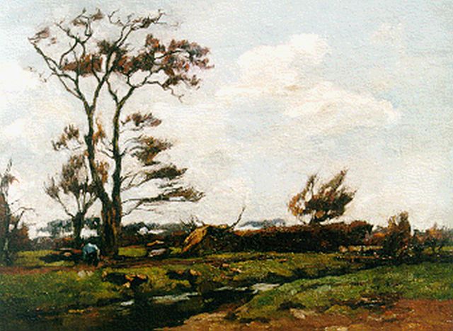 Willem de Zwart | A farmer in a landscape, Öl auf Leinwand, 33,5 x 45,7 cm, signed l.r.