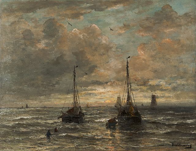 Hendrik Willem Mesdag | Return of the fishing fleet, Scheveningen, Öl auf Leinwand, 69,0 x 88,2 cm, signed l.r.