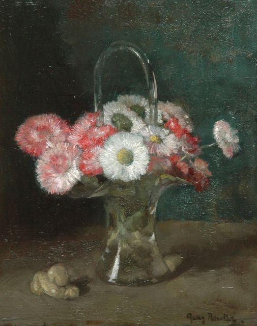 Georg Rueter | Flowers in a glass vase, Öl auf Holz, 23,6 x 19,5 cm, signed l.r.