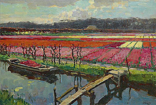 Ben Viegers | Bulb fields, Öl auf Leinwand, 40,4 x 60,3 cm, signed l.r.