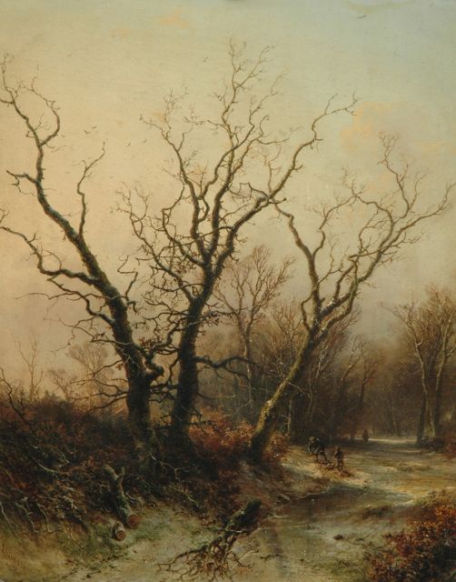 Pieter Kluyver | A winter landscape with wood gatherers, Öl auf Holz, 54,2 x 43,0 cm, signed l.l. und dated '68