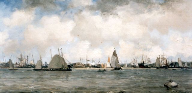 Johan Hendrik van Mastenbroek | A harbour view, Öl auf Holz, 30,5 x 61,0 cm, signed l.r. und dated '94