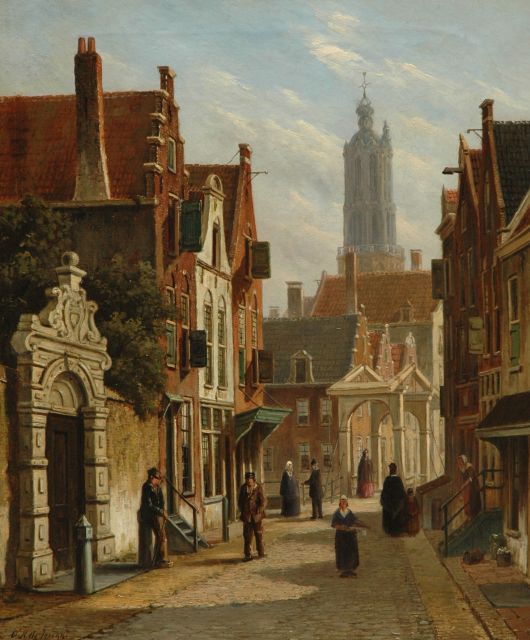 Oene Romkes de Jongh | A Dutch town view of  Amersfoort, Öl auf Leinwand, 54,2 x 44,5 cm, signed l.l.