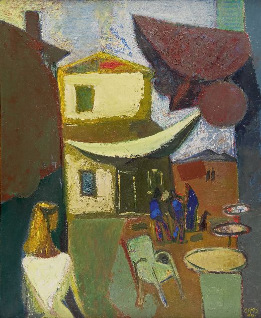 Wim Oepts | A sunny street in the Provence, Öl auf Holzfaser, 61,1 x 50,3 cm, signed l.r. und dated 1953