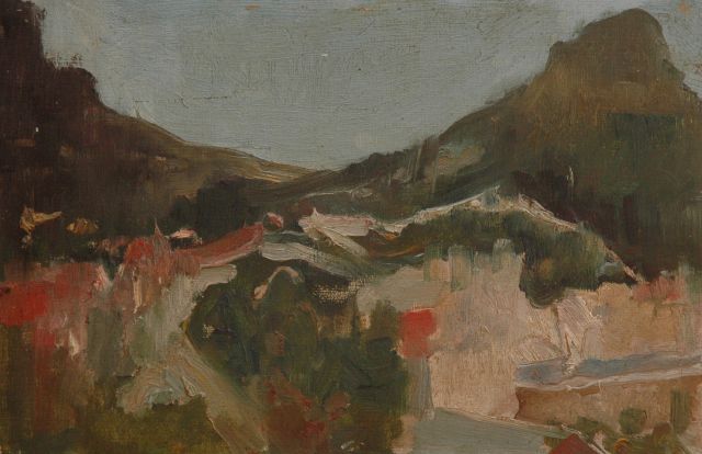 Eduard Frankfort | A mountain landscape, Öl auf Holzfaser, 20,5 x 30,5 cm