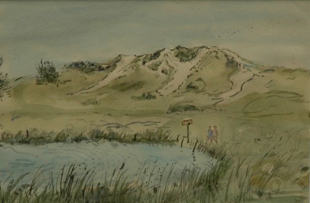 Harm Kamerlingh Onnes | In the dunes, Terschelling, Feder, Tinte und Aquarell auf Papier, 17,5 x 25,5 cm, signed l.r. with monogram und dated '71